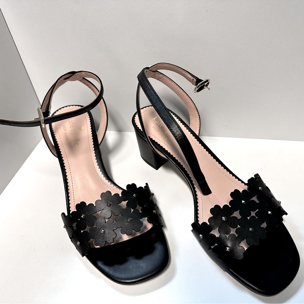 Kate Spade Black Daisy Mid Sandal (Womens 7.5)